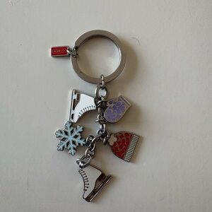 Coach Silver Keychain with Skating Charms
